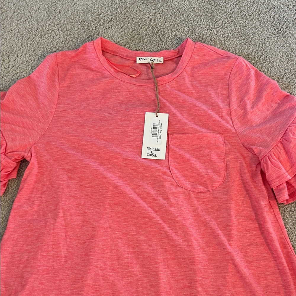 New Life Coral Mini Dress with Pocket